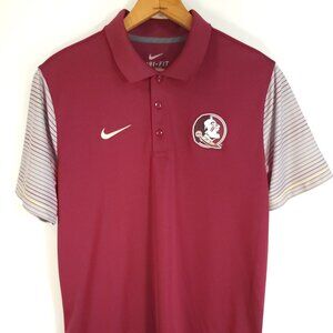 Florida State Seminoles Polo Shirt Men's Large Nike Dri Fit Garnet Gray